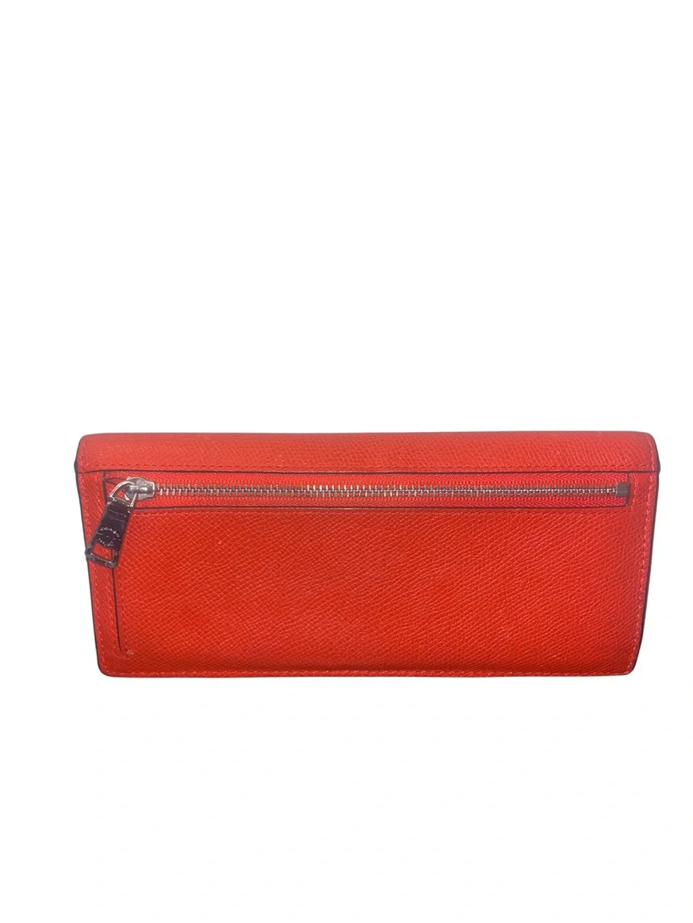 COACH Orange Pebbled Leather Continental Wallet